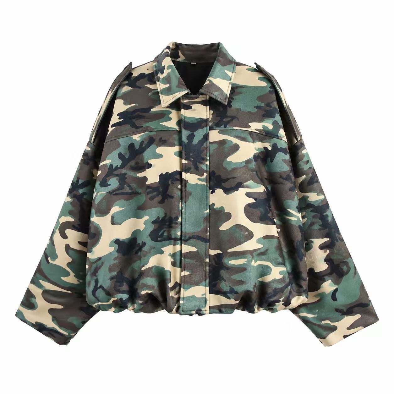 Faux Suede Bomber Jacket with Batwing Sleeves and Zip Front