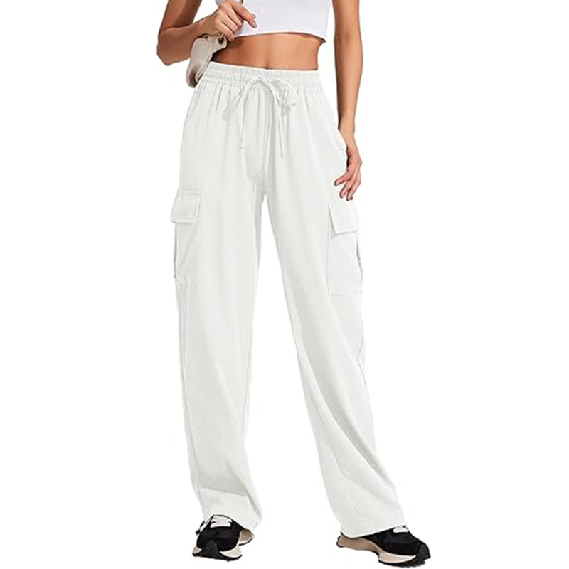 Women's High-Waist Wide-Leg Cargo Pants with Pockets