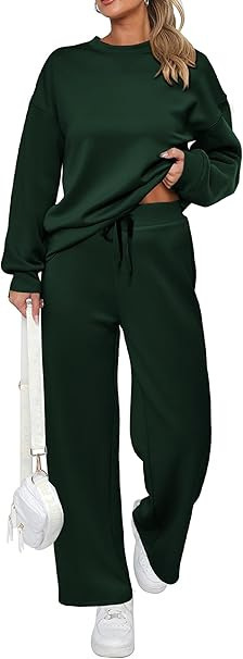 Women's Two-Piece Knit Set Long Sleeve Wide-Leg Tie Pants with Pockets