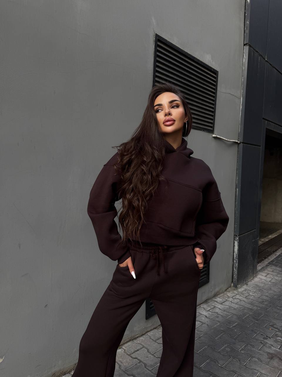 Women's Solid Color Hoodie and Jogger Pants Two-Piece Set