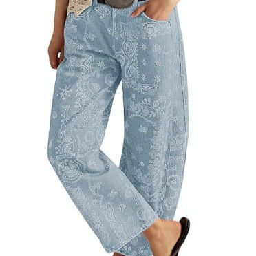 Women's Paisley Print Straight-Leg Casual Pants