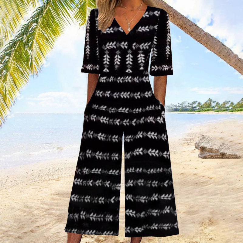 Floral Print Wide-Leg Jumpsuit with Sleeves