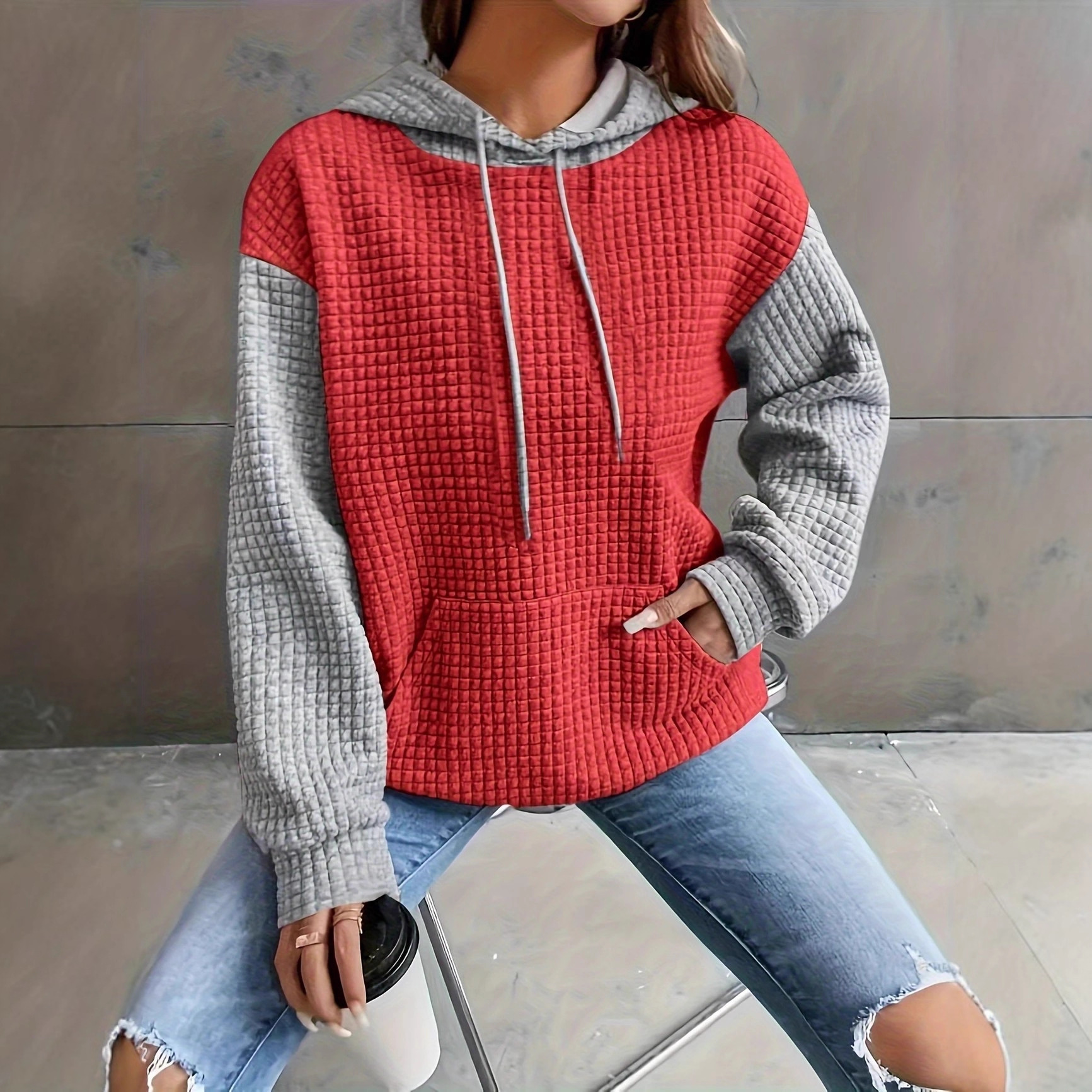 Women's Color-Block Pullover Hoodie Plus Size