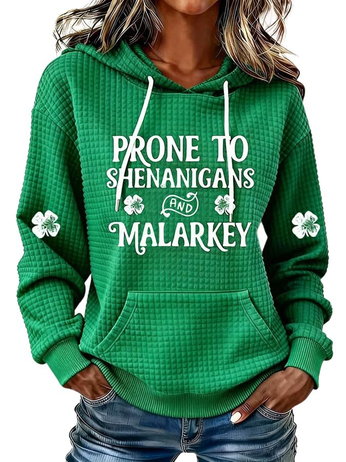 Women's Clover Cross Letter Print Hoodie