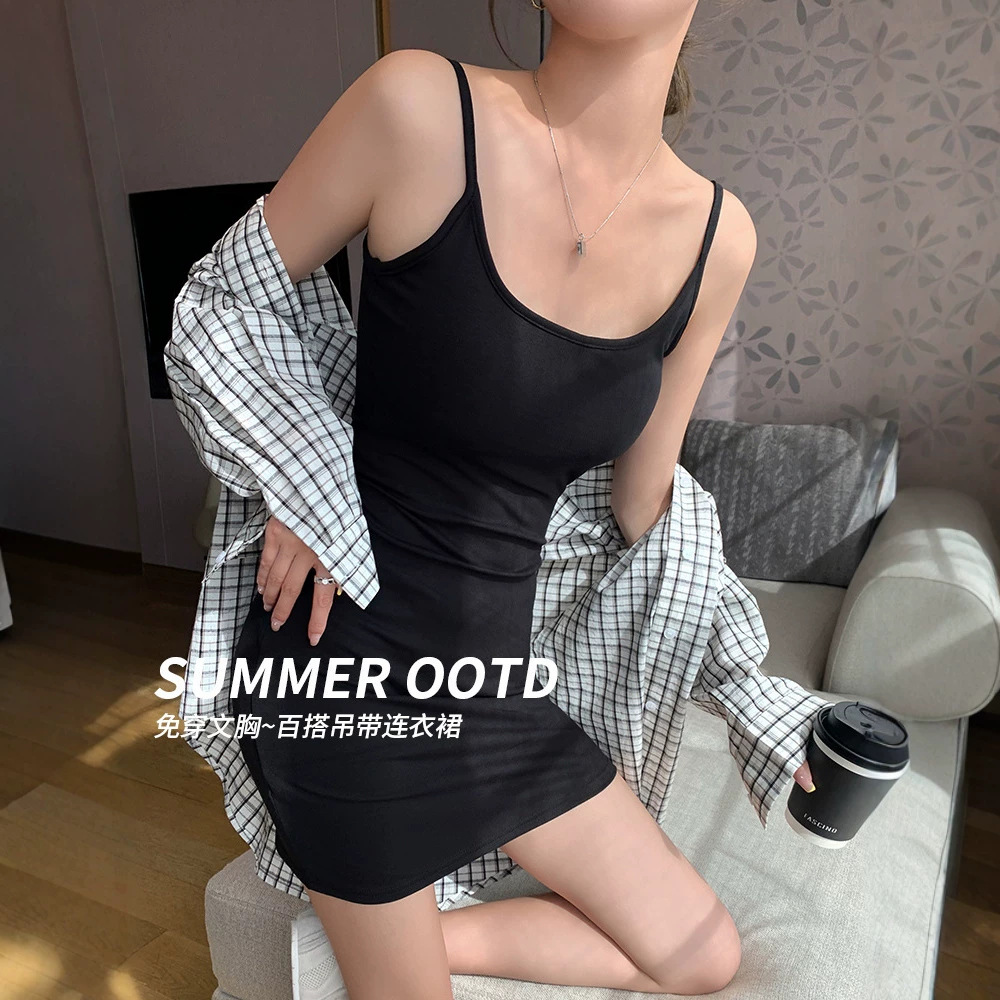 Sleeveless V-Neck Bodycon Mini Dress with Built-In Bra Pads