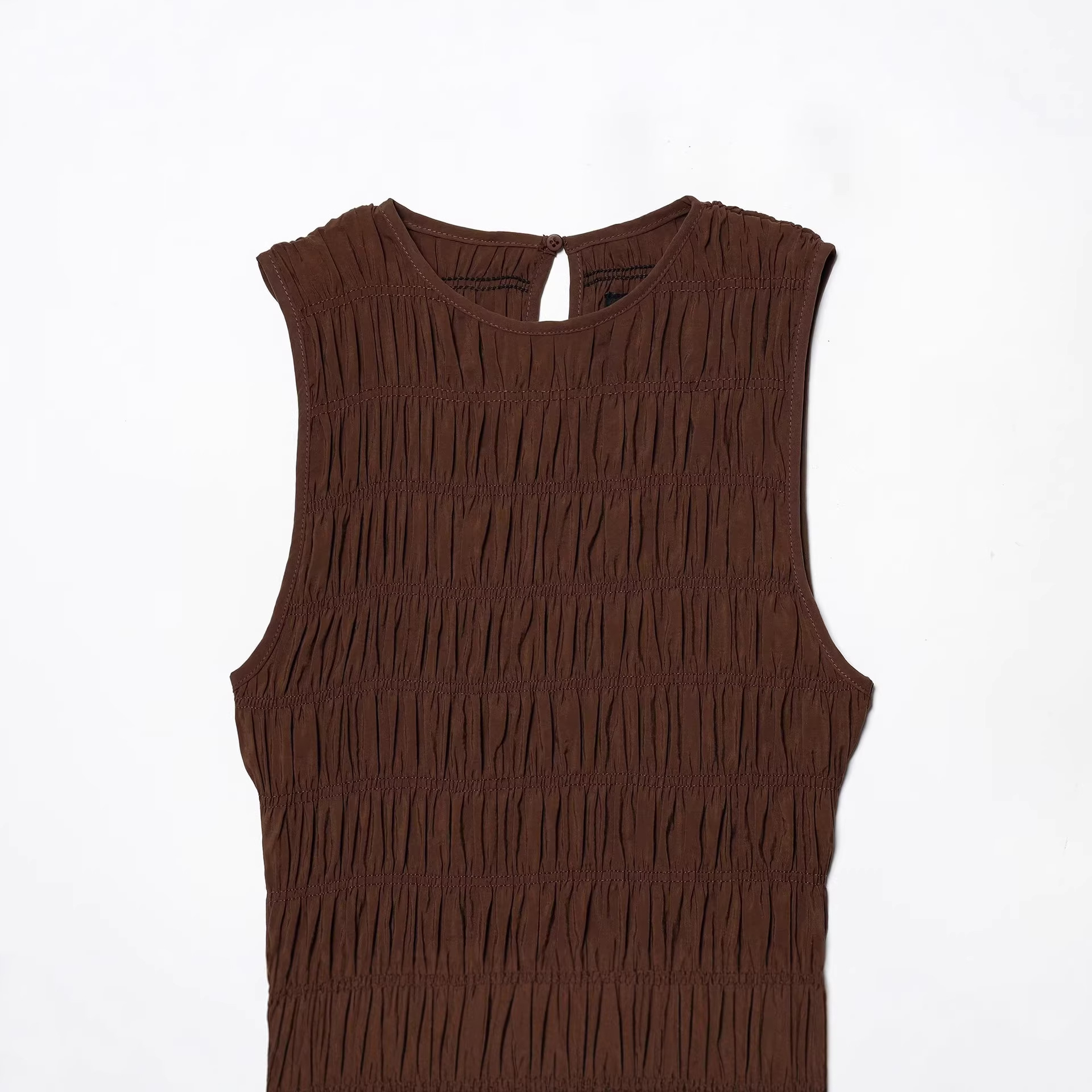 Elegant Puff Sleeveless Midi Dress