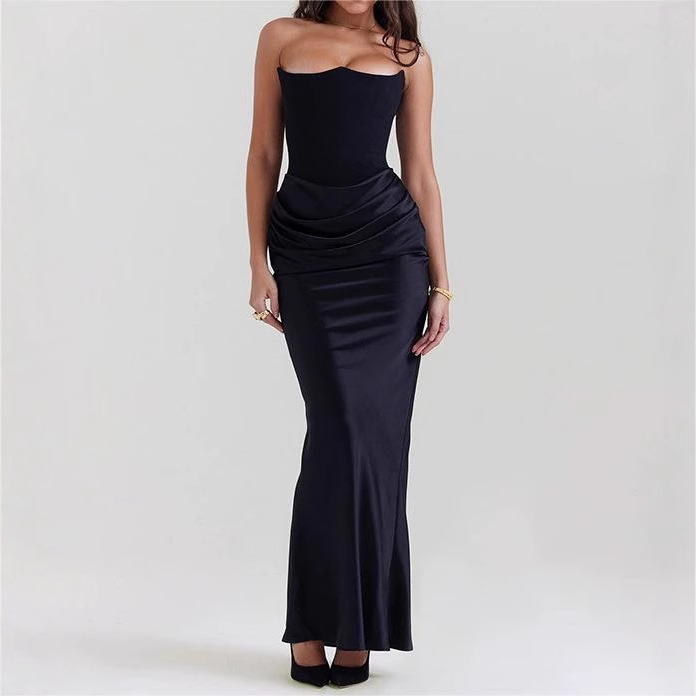 Women's Sleeveless Strapless Backless Bodycon Evening Dress