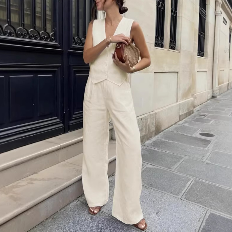 Women's Sleeveless Vest and Pants Two-Piece Casual Set