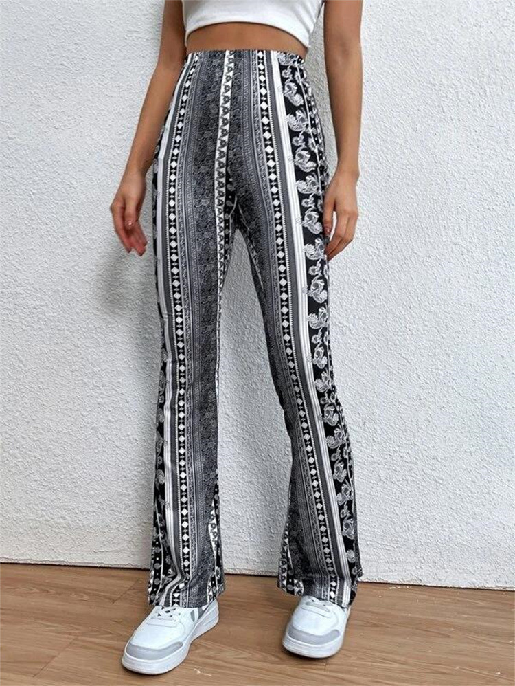 Bohemian Print High-Stretch Skinny Flare Pants