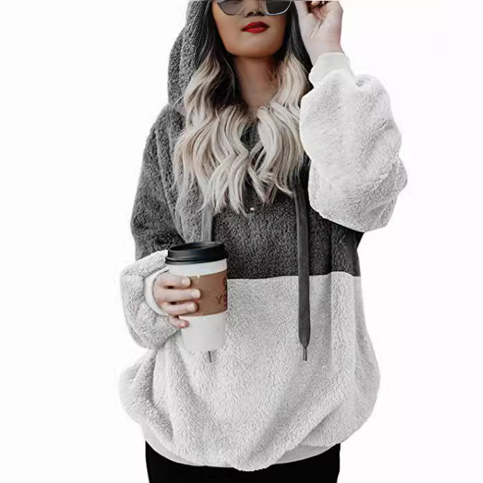 Women's Long-Sleeve Hooded Fleece Sweatshirt Jacket