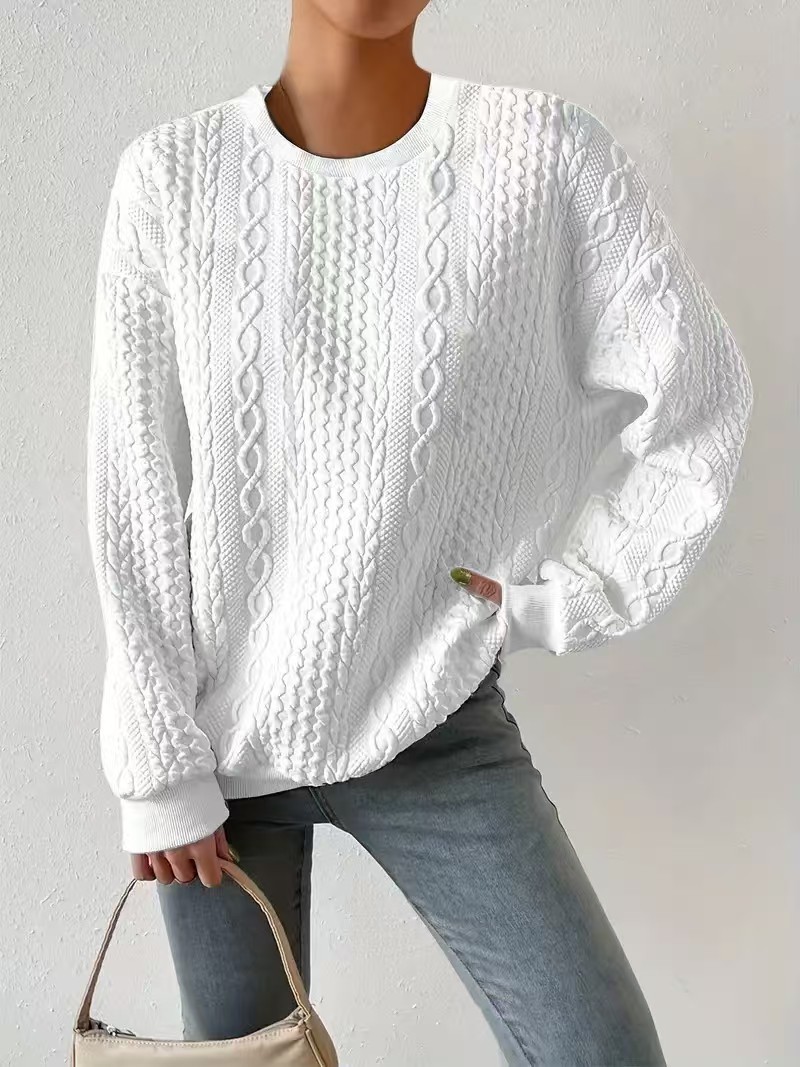 Women's Oversized Crewneck Long-Sleeve Sweatshirt Relaxed Fit Pullover