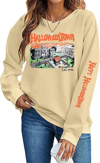 Women's Halloween Ghost Pumpkin Bat Print Crewneck Sweatshirt