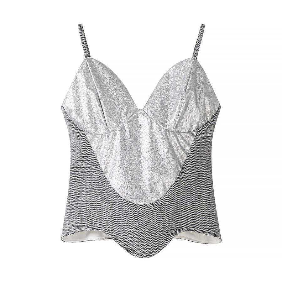 Gray Sequin Cami Top and Long Skirt Set