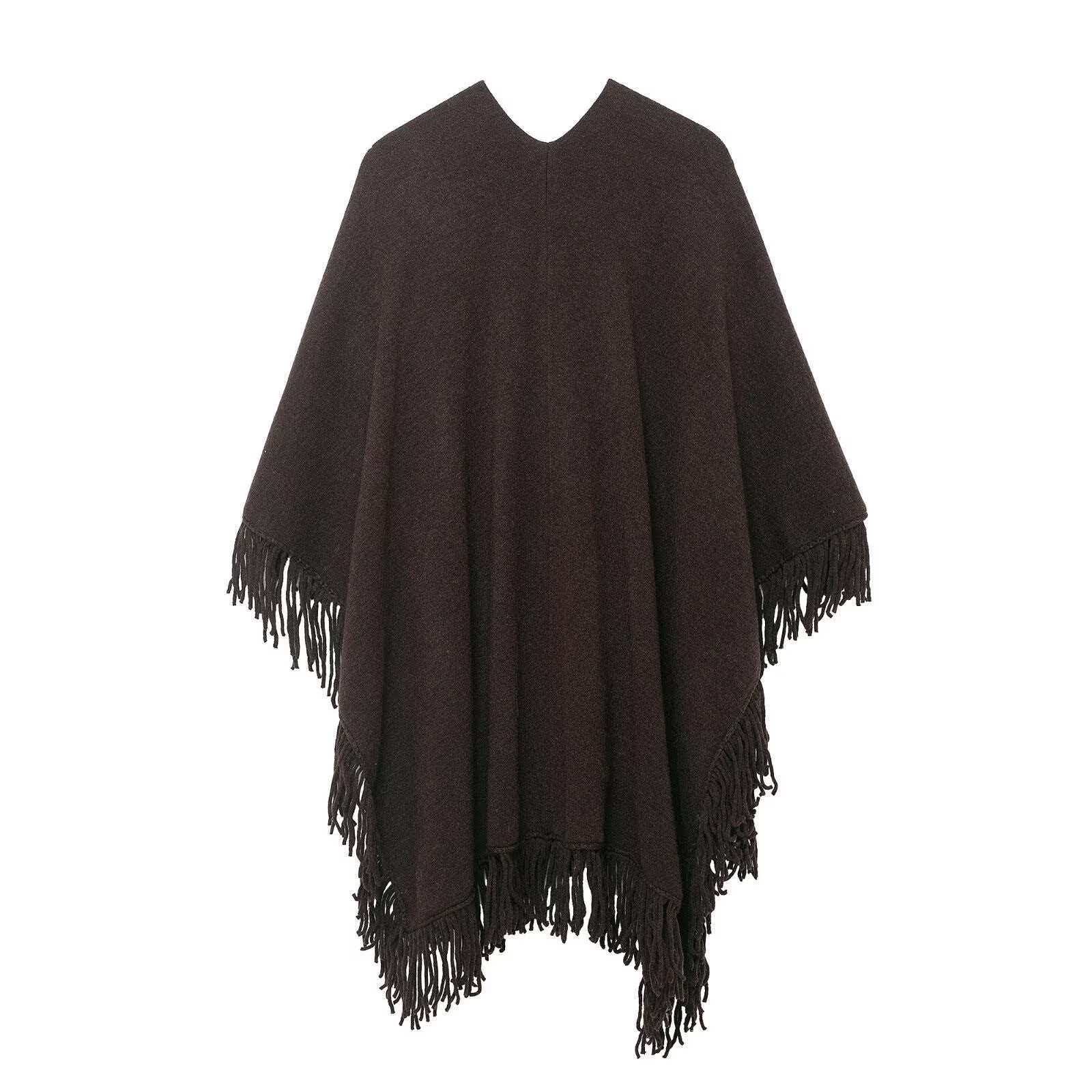 Fringed Knit Cape Cardigan