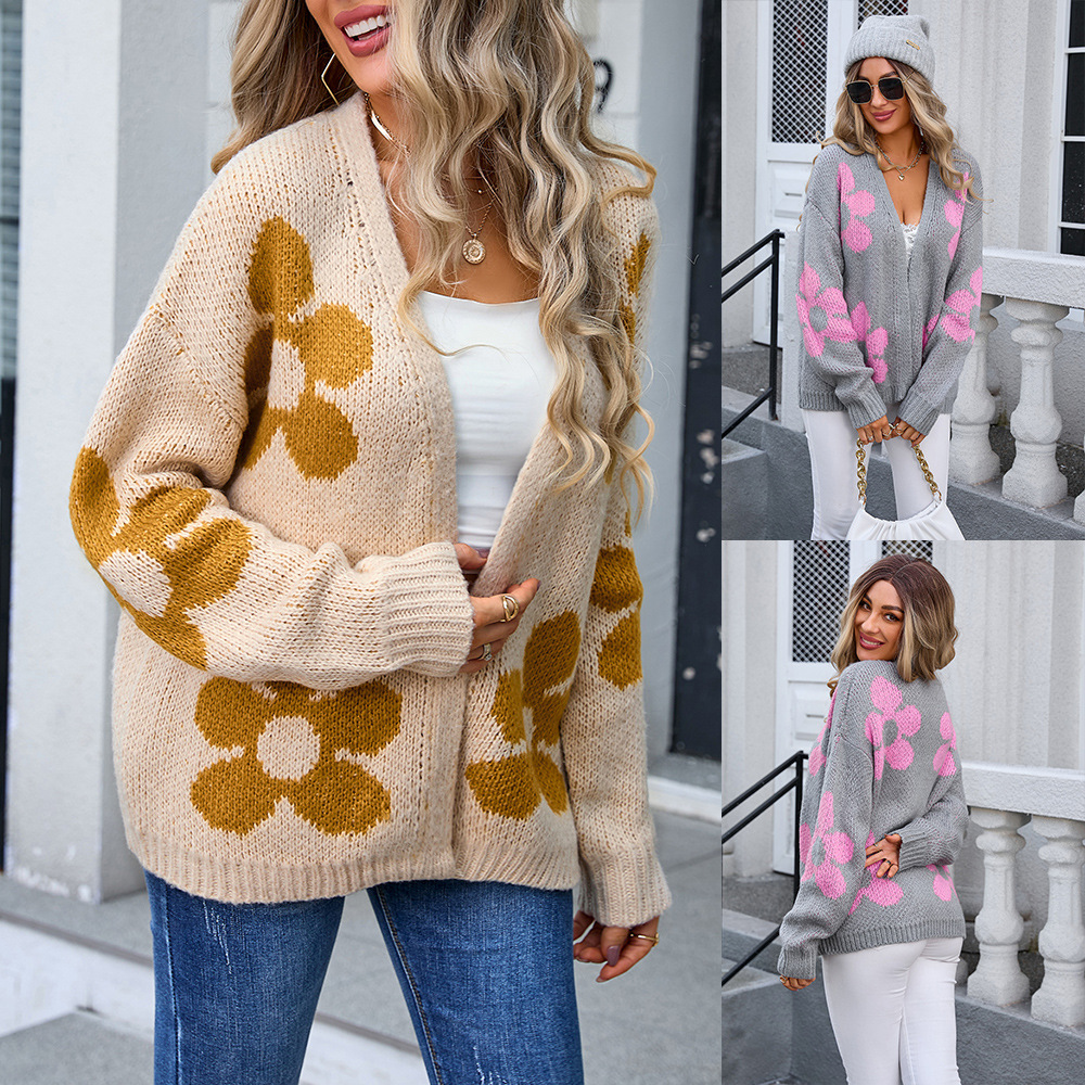Women's Floral Print Cardigan Sweater