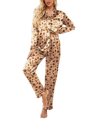 Women's Cuban Collar Leopard Print Long Sleeve Shirt Set