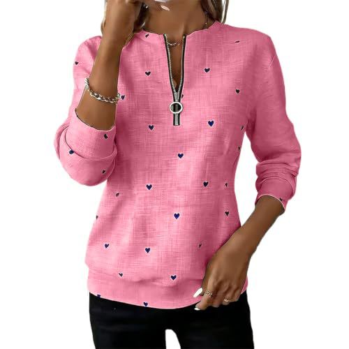 Polka Dot Print Half-Zip Stand Collar Hoodie for Women