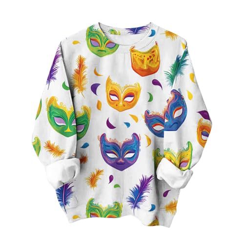 Women's St. Patrick's Day Mask Print Crewneck Sweatshirt
