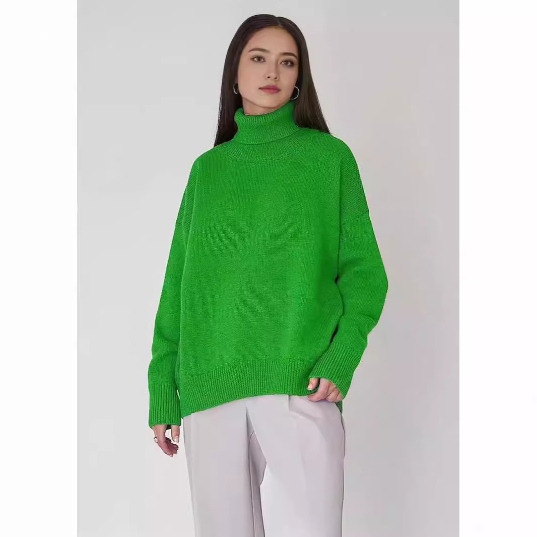 Women's Loose Half-Turtleneck Solid Color Sweater