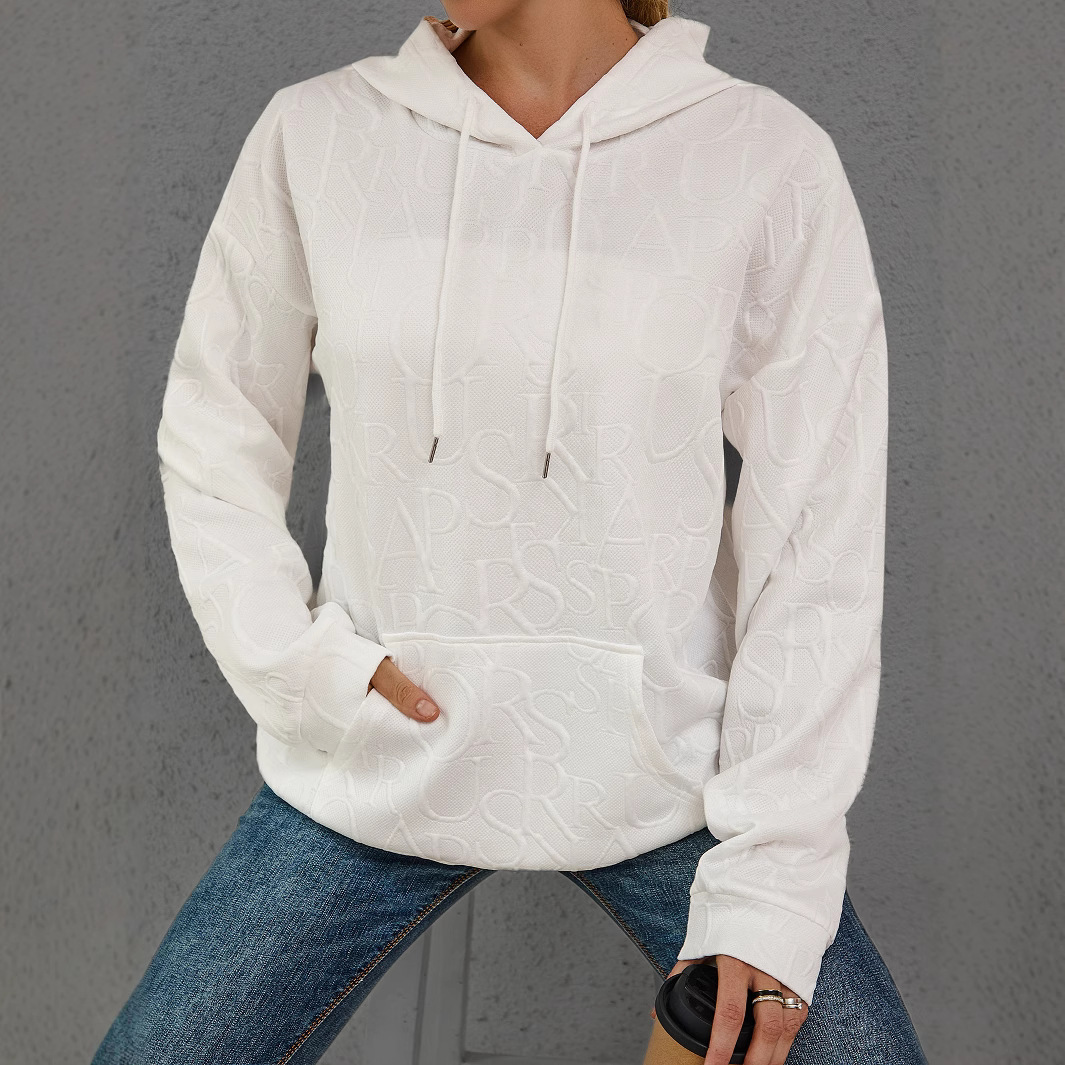Women's Jacquard Hooded Long-Sleeve Pullover Sweatshirt