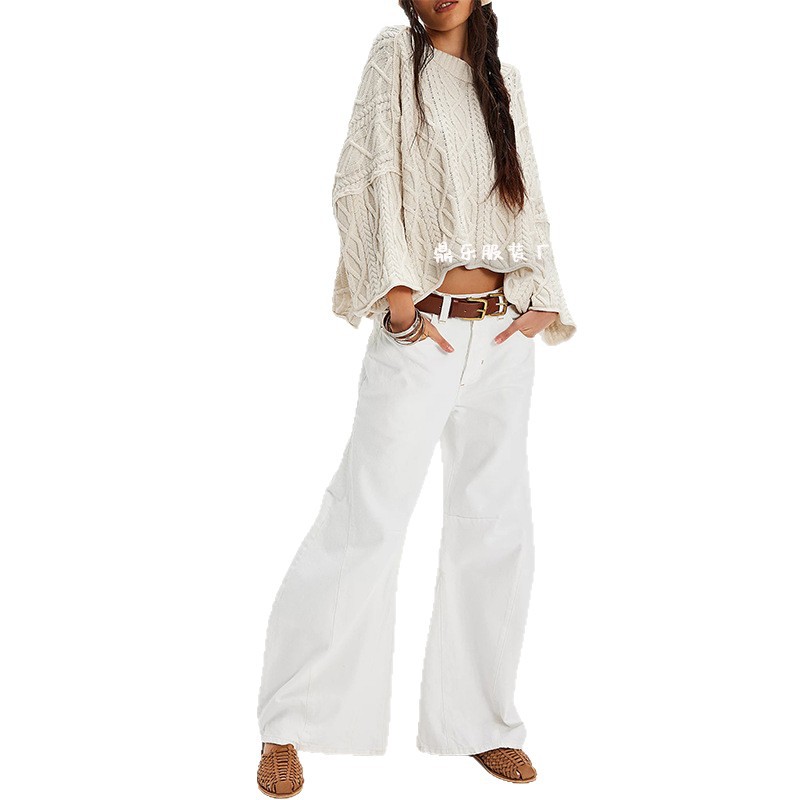 Women's Cropped Crewneck Knit Sweater