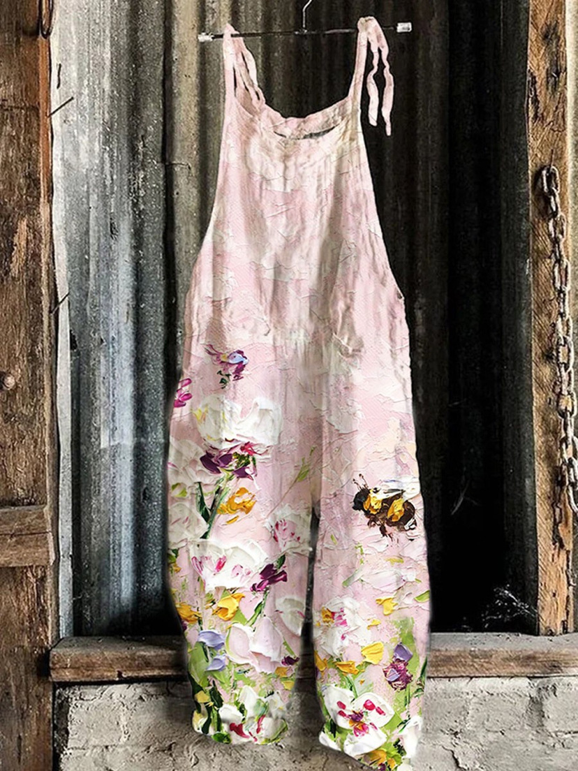 Sweet Floral Print Wide-Leg Jumpsuit