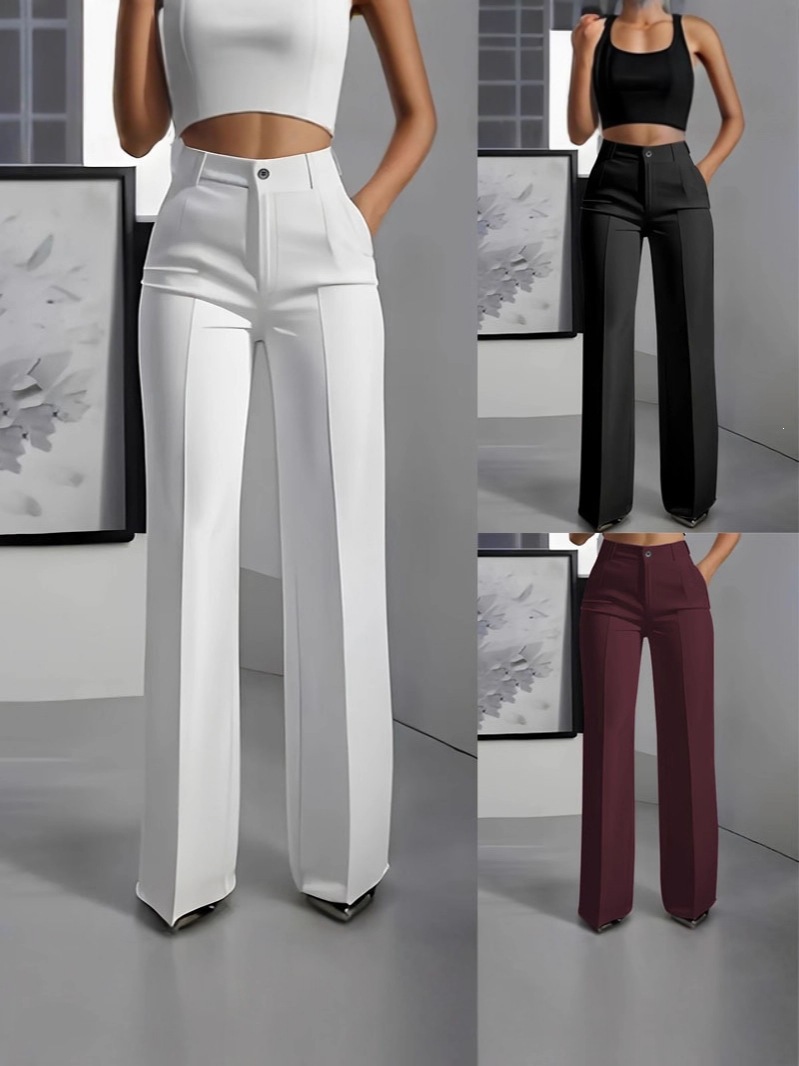 High-Waist Straight-Leg Wide-Leg Suit Pants for Women