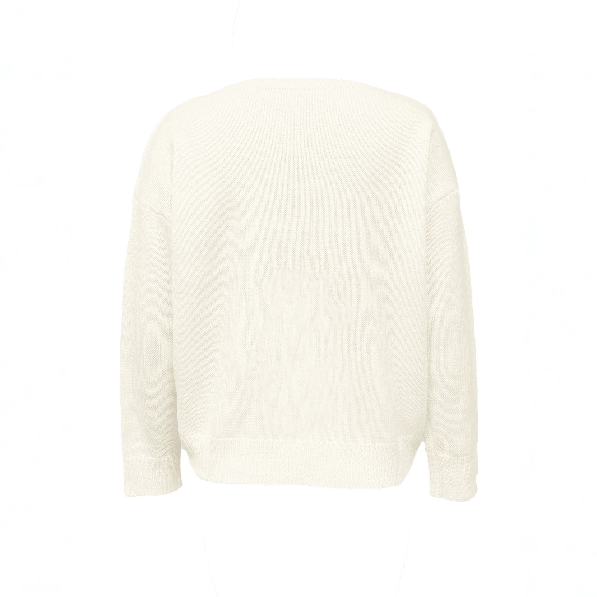 Soft Solid Color Crewneck Drop Shoulder Knit Sweater