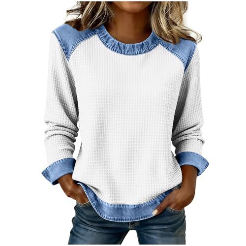 Women's Solid Print Crewneck Sweatshirt Casual Long Sleeve