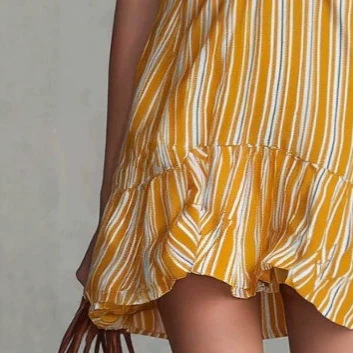Retro Off-Shoulder V-Neck Striped Chiffon Mini Dress