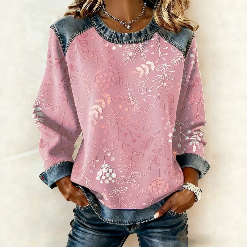 Women's Leaf Floral Print Casual Hoodie