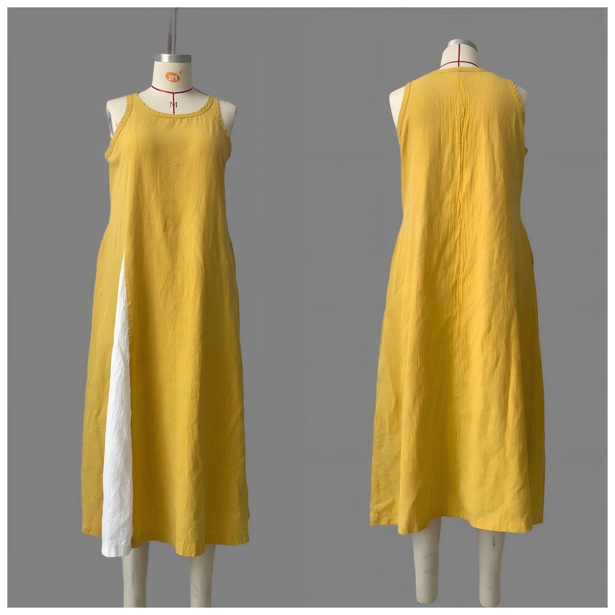 Women's Sleeveless Off-Shoulder Colorblock Maxi Dress with Pockets
