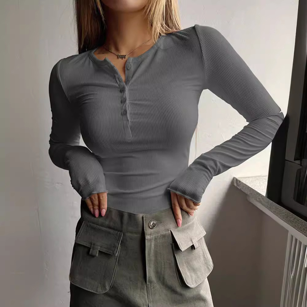 Button-Down Ribbed Slim-Fit Knit Top