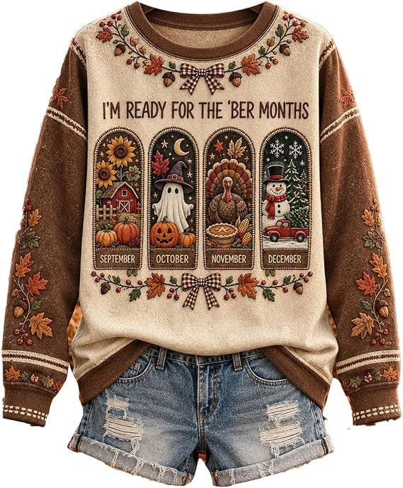 Evil Pumpkin Smiley Face Print Crewneck Long Sleeve Pullover Sweatshirt