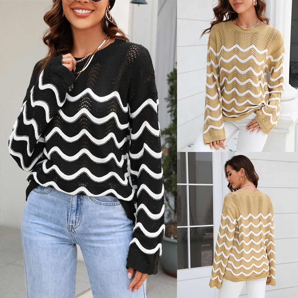 Women's Long Sleeve Cutout Knit Pullover Sweater