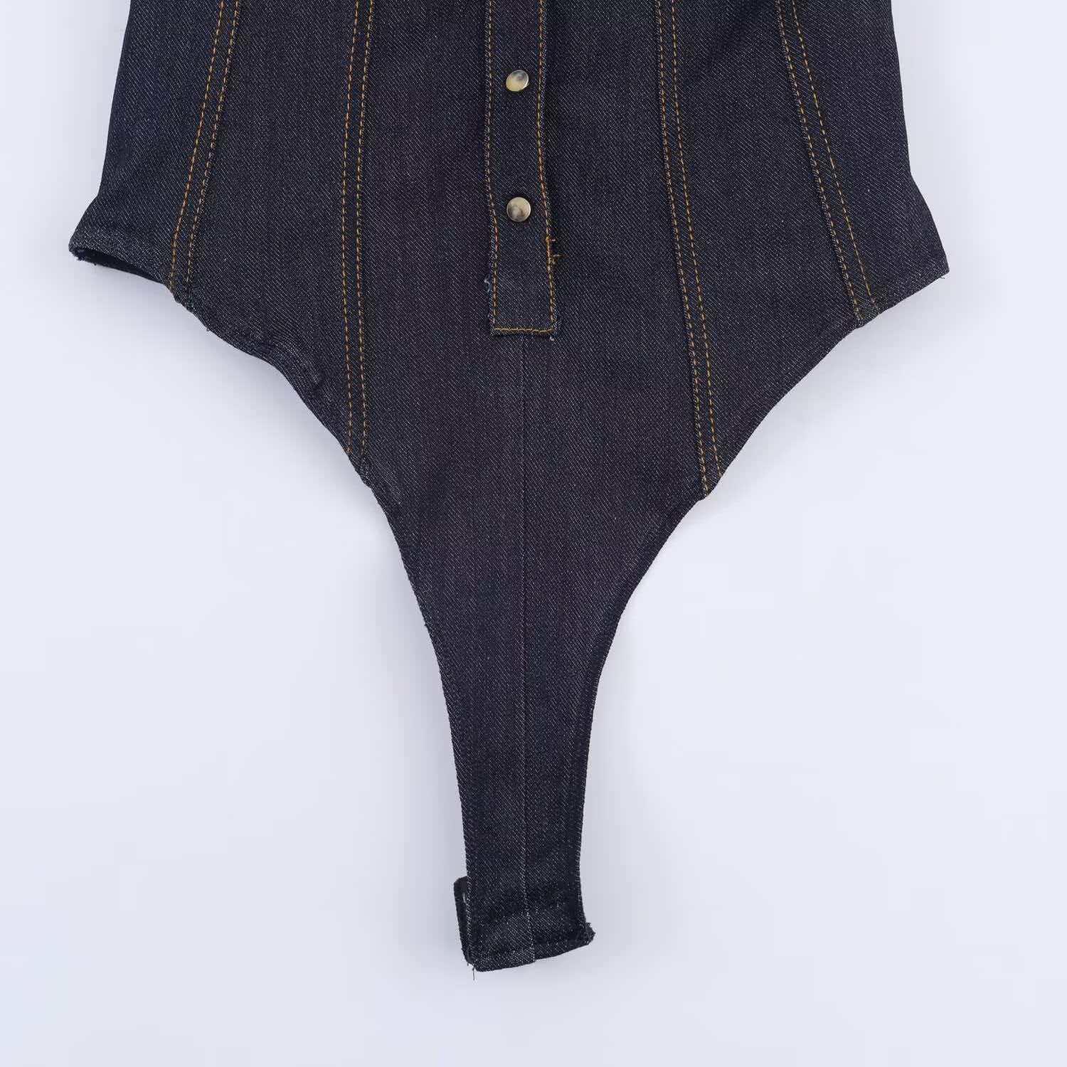 High-Waisted Denim Sleeveless Jumpsuit with Flared Shorts