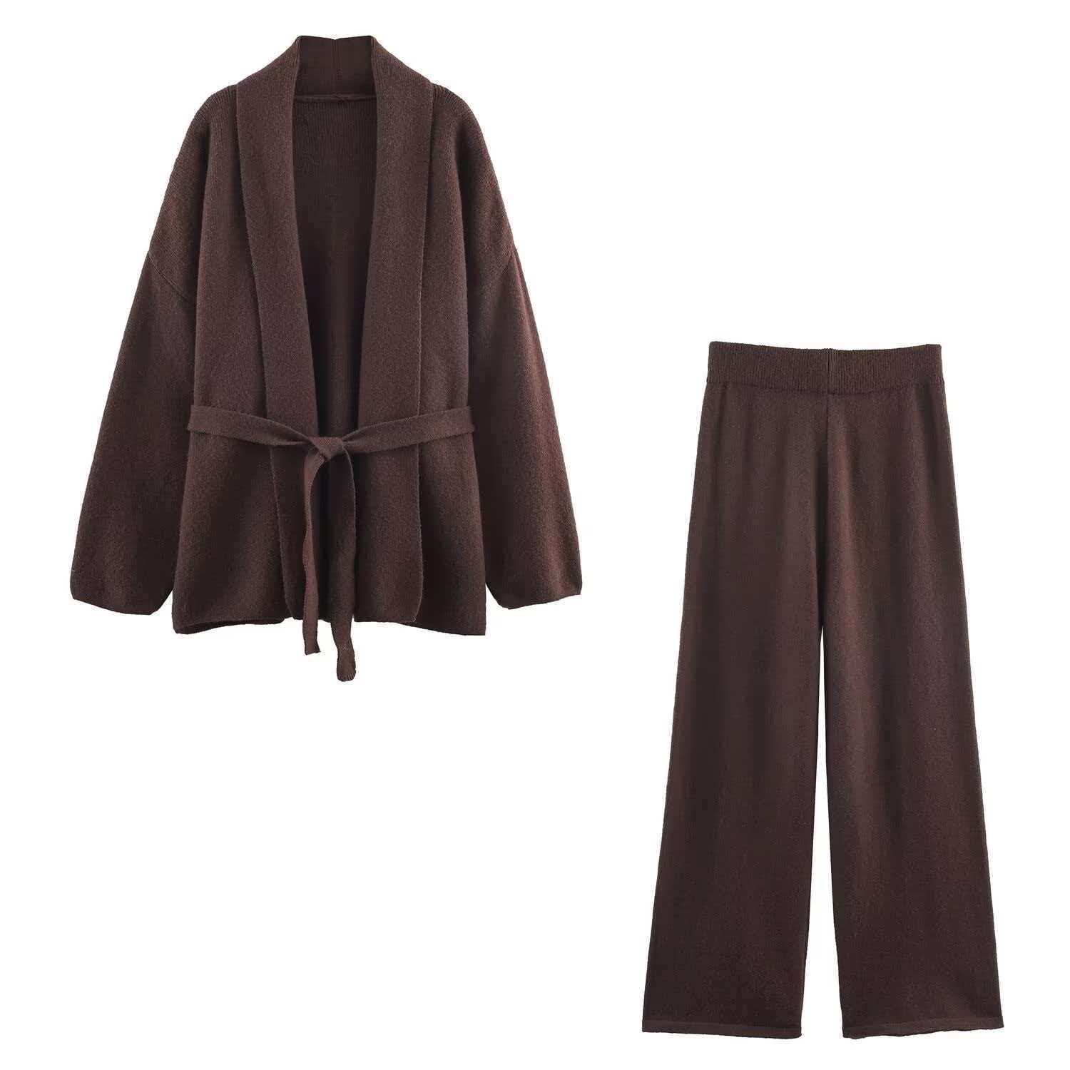 Pure Cashmere V-Neck Cardigan with Belt Loose Knit Coat