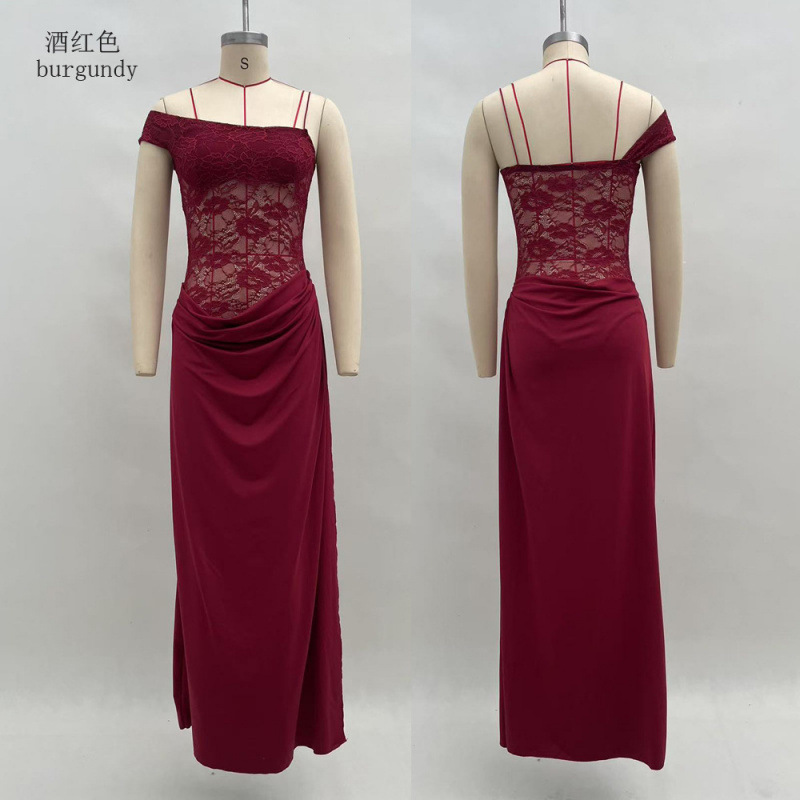 Women's Lace Panel Bodycon Cami Long Dress