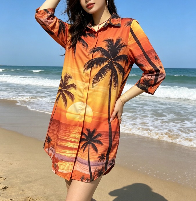 Floral Print Collared Single-Breasted Shirt Dress