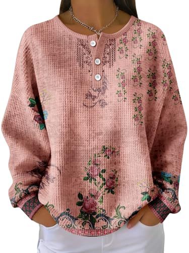 Women's Floral Branch Print Button Sweatshirt