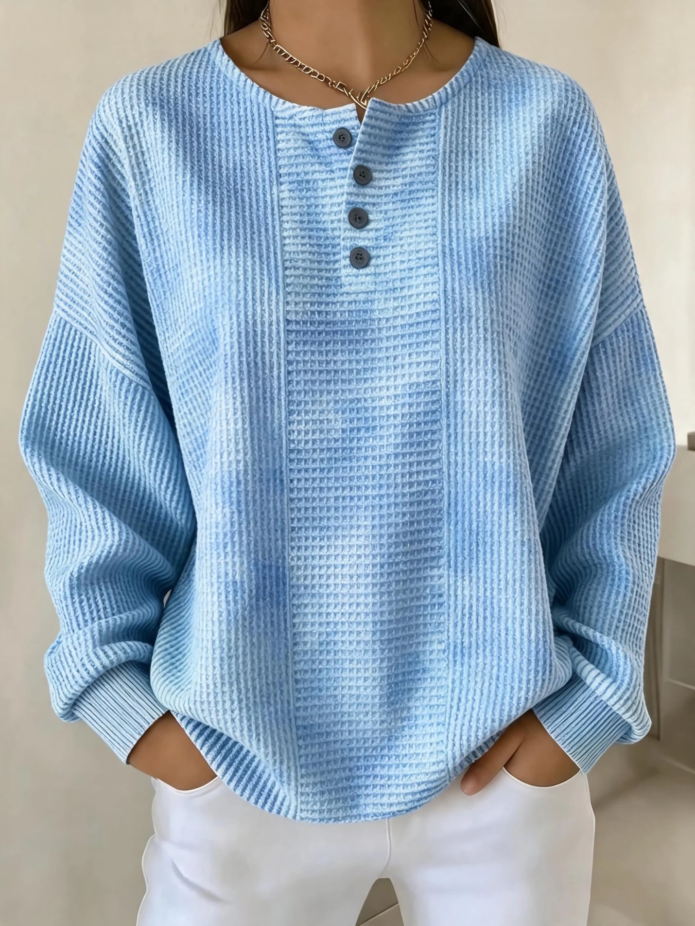 Women's Retro Plaid Print Button Sweatshirt