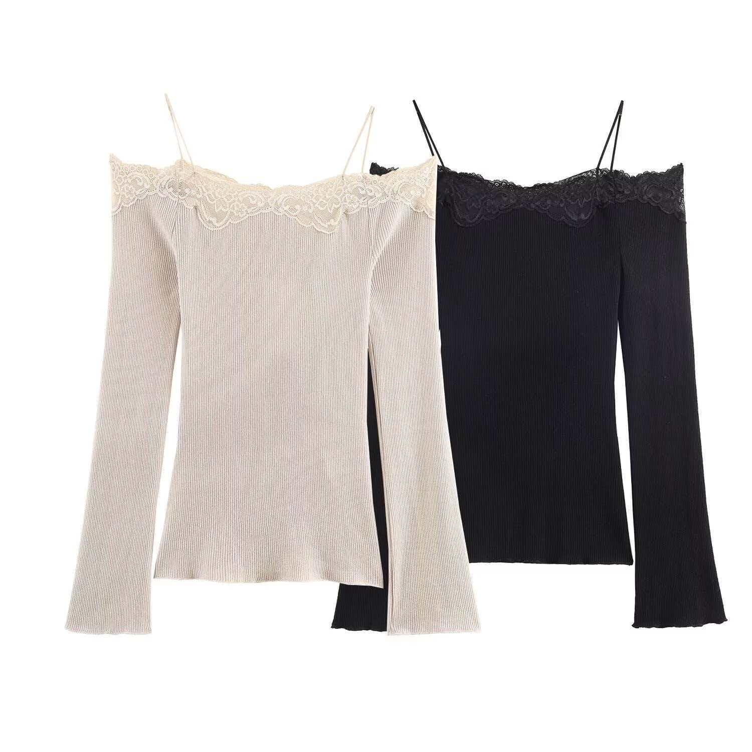 Women's Off-Shoulder Lace Knit Top