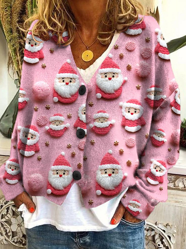 Abstract Print Open-Front Cardigan Sweater