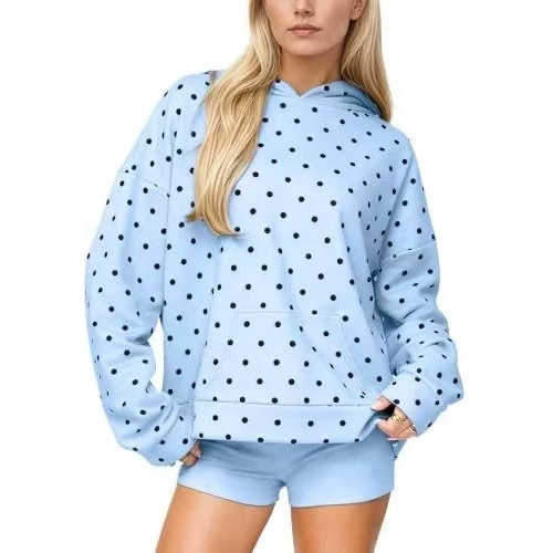 Women's Polka Dot Print Casual Hoodie