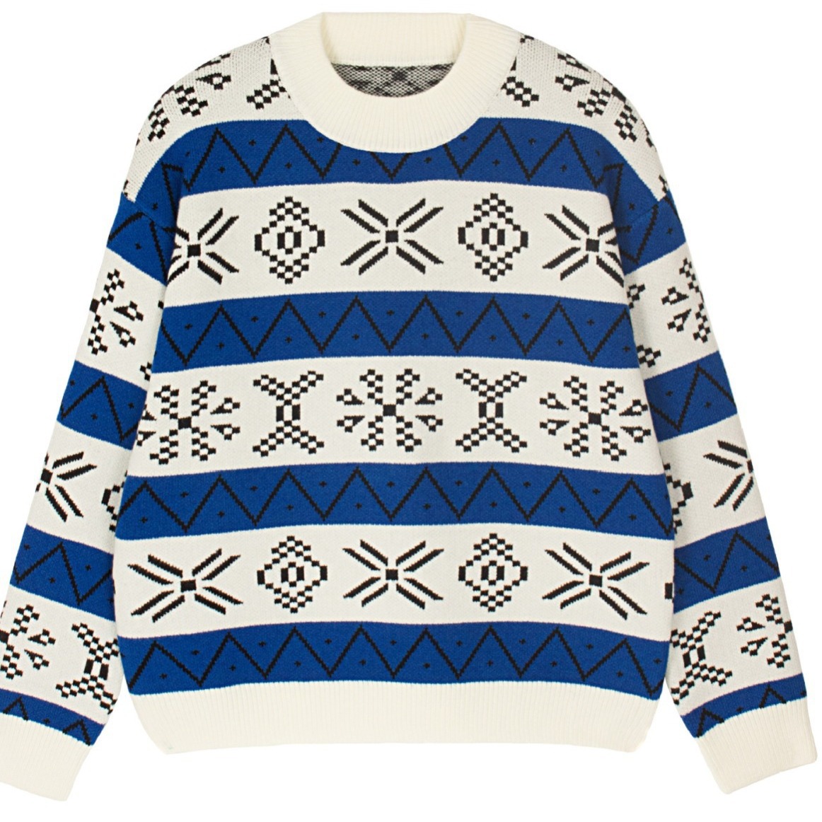 Women's Vintage Jacquard Knit Sweater Loose Pullover