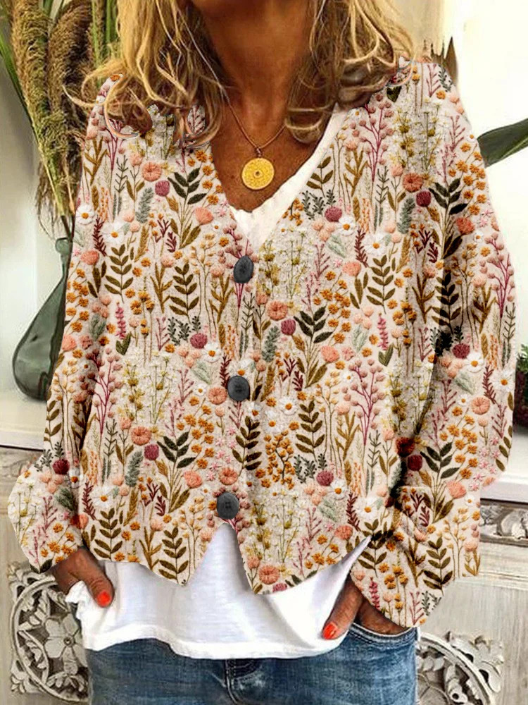3D Print Open-Front Cardigan Soft Knit Sweater Coat