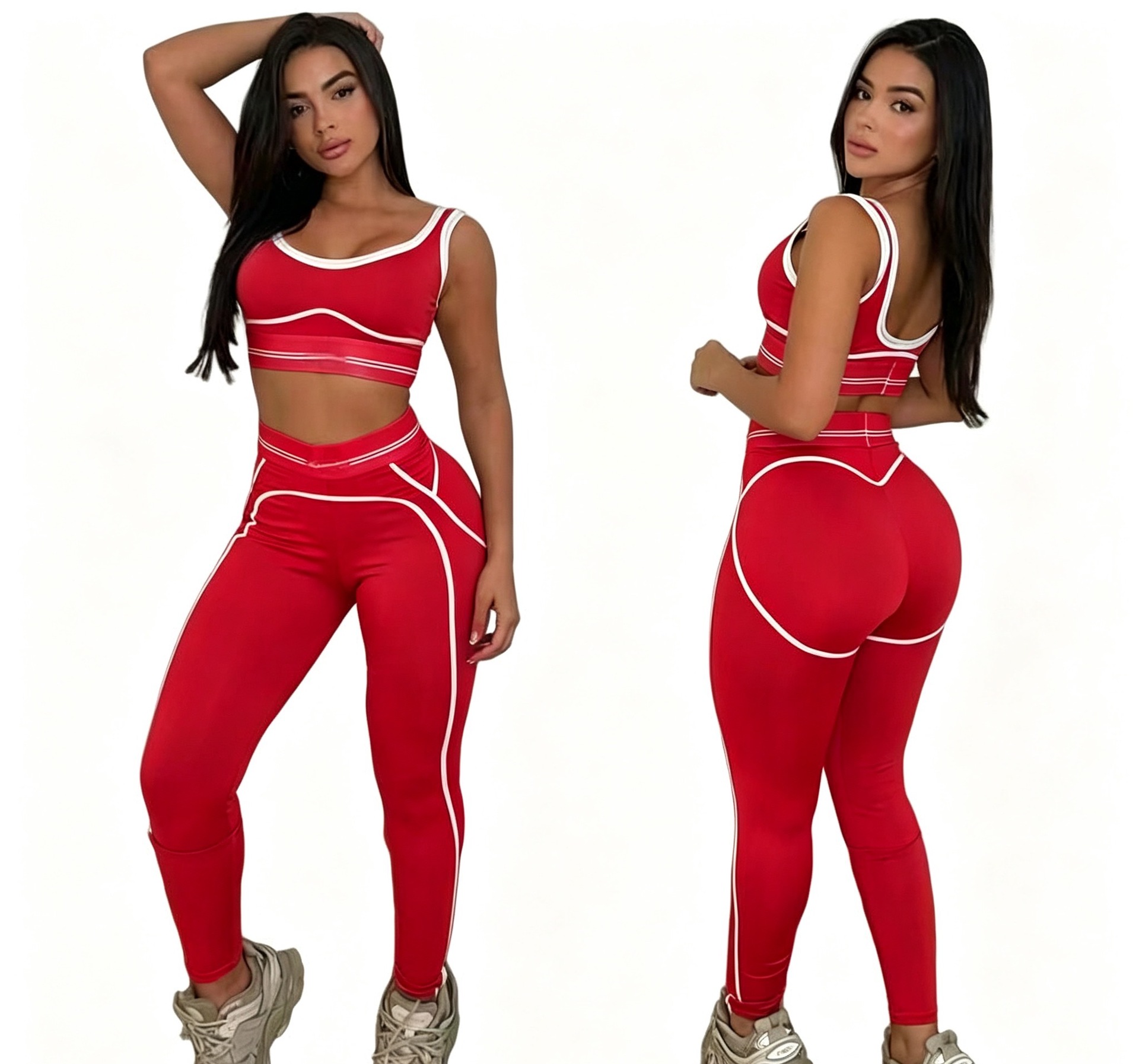 Women's High-Waist Tummy Control Seamless Workout Tank & Leggings Set