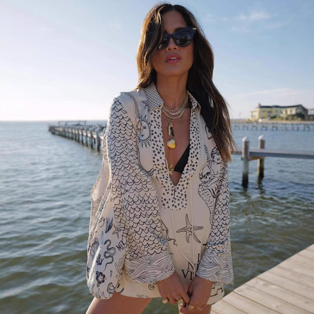 Women's Floral Print Shirt and Shorts Set Loose Casual Vacation Two-Piece