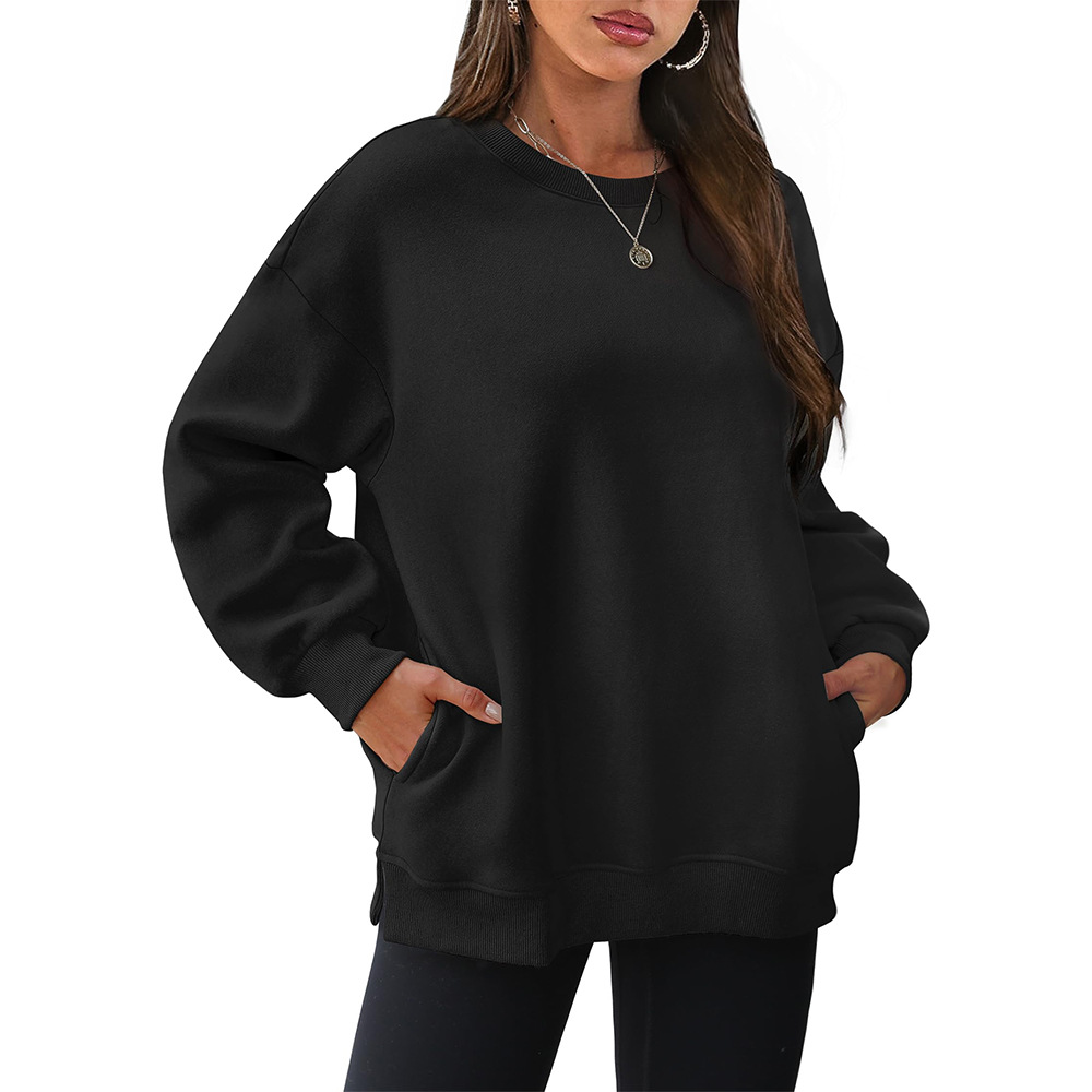 Women's Fleece Crewneck Pullover Sweatshirt Y2K Colorblock
