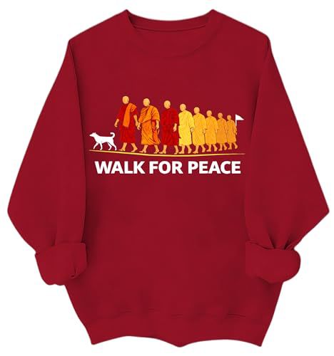 Women's Light and Peace Walking Print Crewneck Sweatshirt